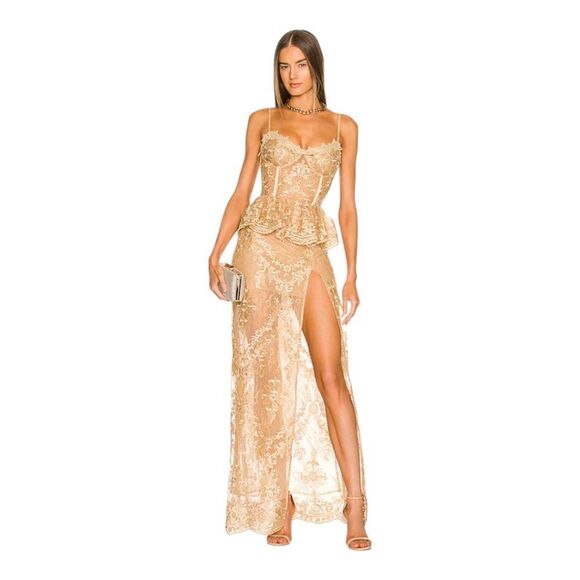 V. Chapman Ophilia Dress Warm Sand Tan Gold Size 4 NWT Cocktail - Picture 1 of 17